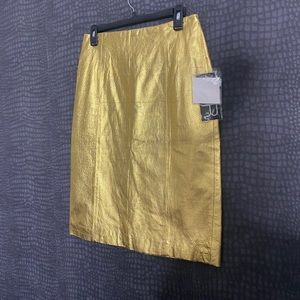 Vintage Metallic Gold Leather Skirt